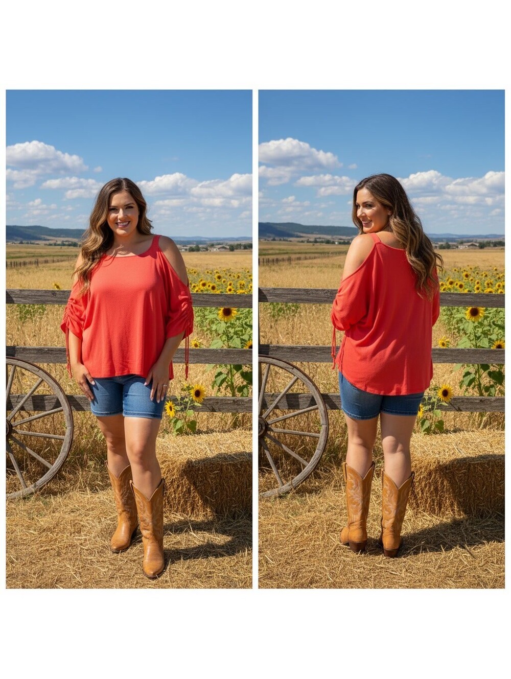 1965 - Michael Kors Women's Plus Size 3X Orange Cold Shoulder Top